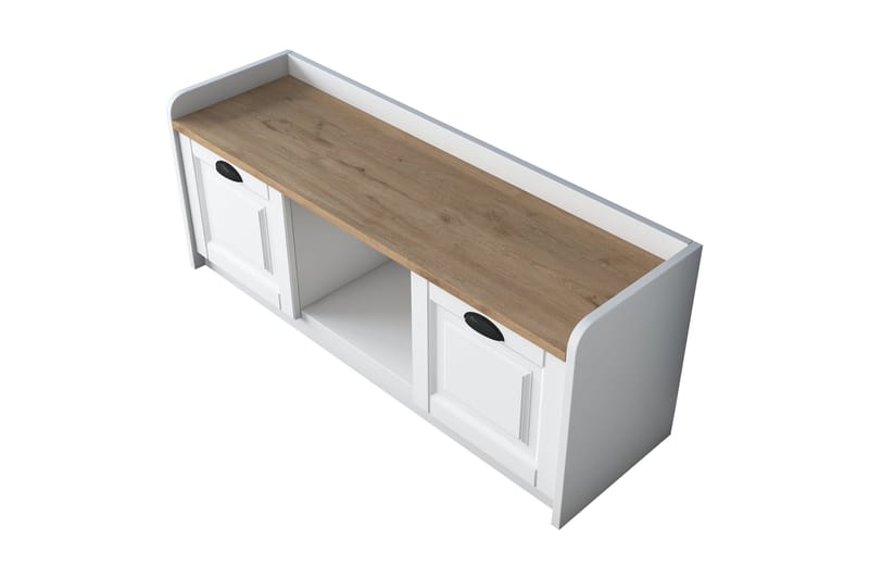 Caraway Skobänk 120x45 cm Vit/Brun - Hanah Home - Möbler - Stolar & fåtöljer - Sittbänk - Skobänk & skohylla med bänk