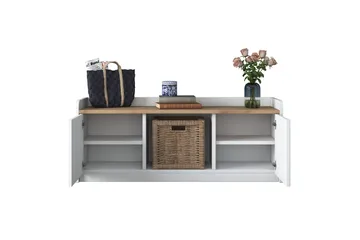 Caraway Skobänk 120x45 cm Vit/Brun - Hanah Home - Möbler - Stolar & fåtöljer - Sittbänk - Skobänk & skohylla med bänk