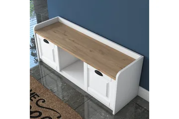 Caraway Skobänk 120x45 cm Vit/Brun - Hanah Home - Möbler - Stolar & fåtöljer - Sittbänk - Skobänk & skohylla med bänk