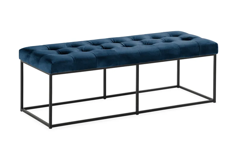 Ella Sittbänk 120cm Rutig, Blå/Sammet