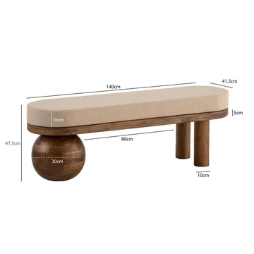 Fenira Bänk 140 cm - beige och varm mörkbrun - Möbler - Stolar & fåtöljer - Sittbänk - Hallbänk