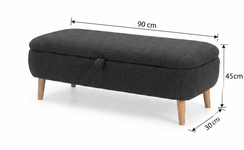 Elvaris Bänk 90x45x30 cm - Antracit - Möbler - Stolar & fåtöljer - Sittbänk - Hallbänk - Hallbänk med förvaring