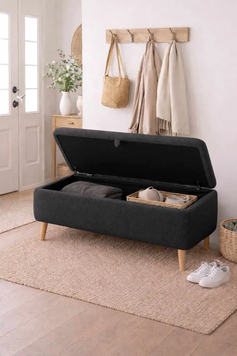 Elvaris Bänk 90x45x30 cm - Antracit - Möbler - Stolar & fåtöljer - Sittbänk - Hallbänk - Hallbänk med förvaring