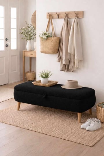 Elvaris Bänk 90x45x30 cm - Svart - Möbler - Stolar & fåtöljer - Sittbänk - Hallbänk - Hallbänk med förvaring