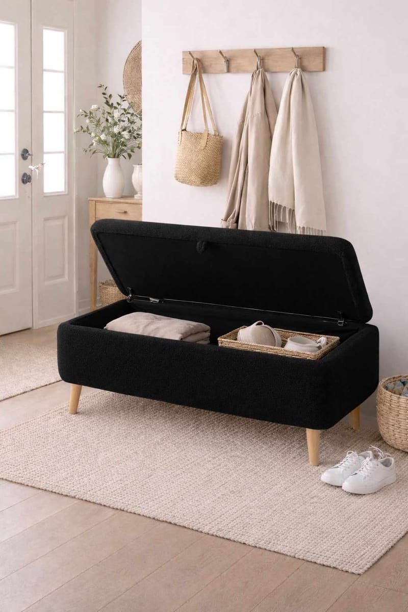Elvaris Bänk 90x45x30 cm - Svart - Möbler - Stolar & fåtöljer - Sittbänk - Hallbänk - Hallbänk med förvaring