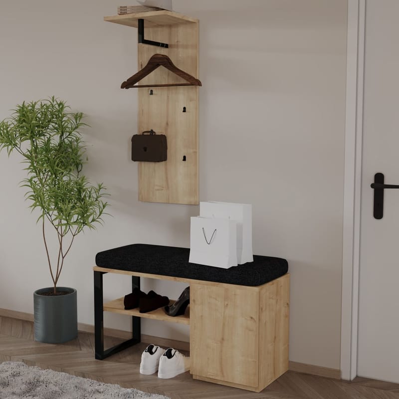 Uniqo Hallställsset 35x90x35 cm - Sapphire Oak - Möbler - Stolar & fåtöljer - Sittbänk - Hallbänk - Hallbänk med förvaring