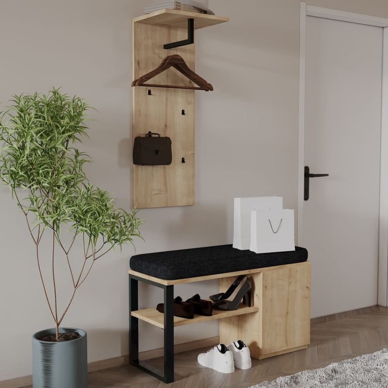 Uniqo Hallställsset 35x90x35 cm - Sapphire Oak - Möbler - Stolar & fåtöljer - Sittbänk - Hallbänk - Hallbänk med förvaring