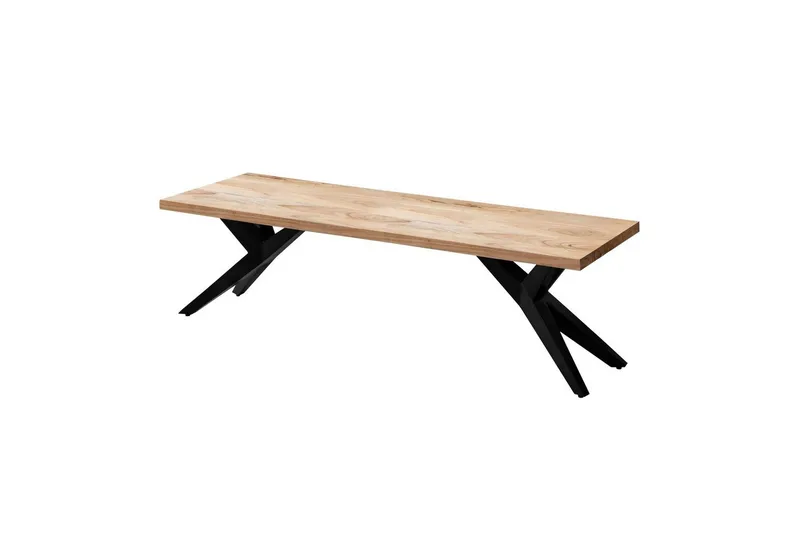 Matbänk Wohnling massivt trä i modern loftstil med metallben 120 cm, 120 cm