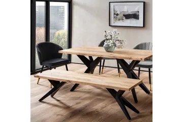Matbänk Wohnling massivt trä i modern loftstil med metallben 160 cm - 160 cm - Möbler - Stolar & fåtöljer - Sittbänk - Hallbänk