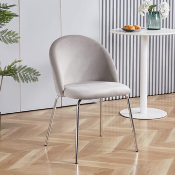Stol gråbeige sammet kromade ben - Gråbeige - Möbler - Stolar & fåtöljer - Matstol & köksstol