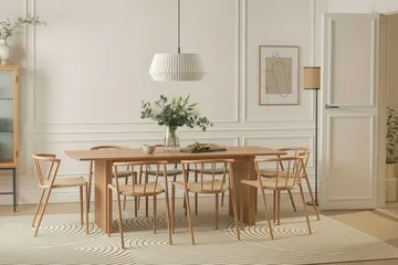 Winston Matstol & Köksstol med Rottingutseende och Metallben i Ekutseende - Beige - Möbler - Stolar & fåtöljer - Matstol & köksstol