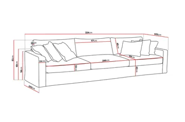 Valencia Extra Djup 5-sits Soffa med avtagbar och tvättbar klädsel - Rostbrun - Möbler - Soffa