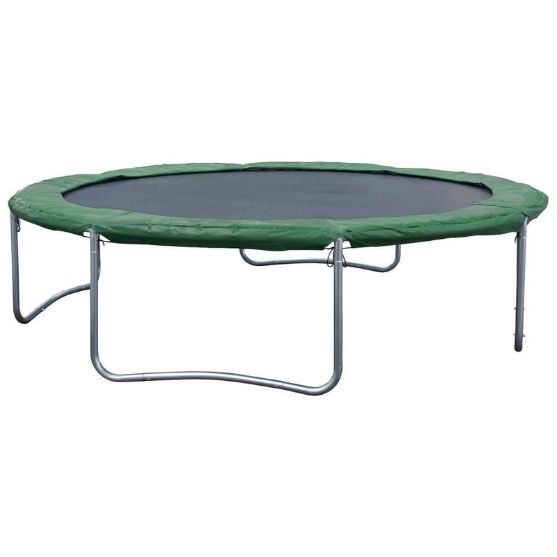 Studsmatta med skyddskant 426 cm, grön kantskydd, svart hoppmatta