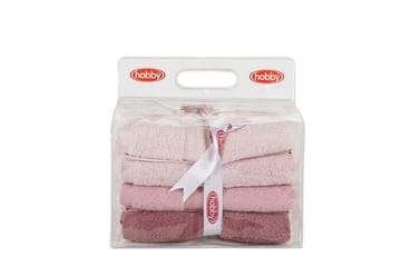 Hobby Handduk 50x90 cm 4-pack - Ljusrosa/Creme - Textil & mattor - Badrumstextilier - Handduk