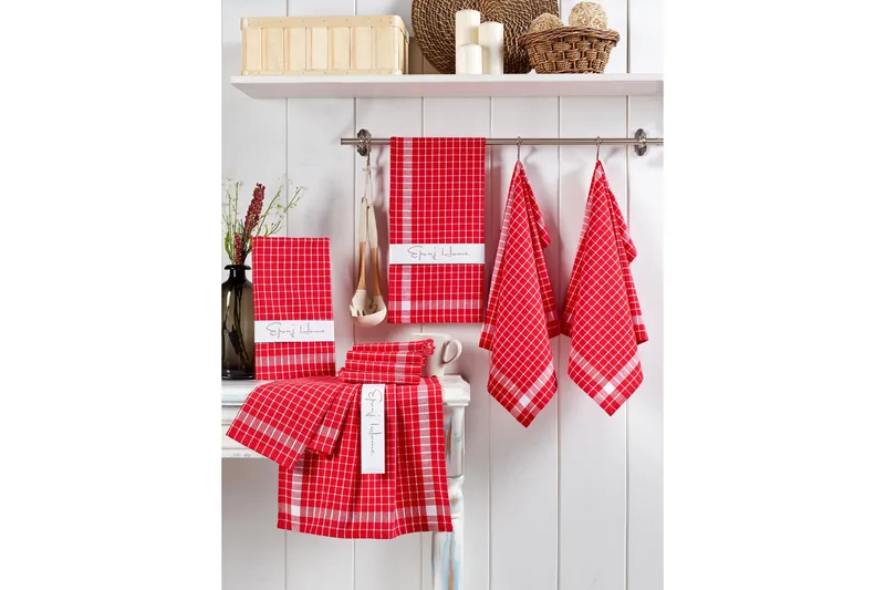 Lympne Tvättlapp 10-pack - Röd/Vit - Textil & mattor - Kökstextilier - Kökshandduk
