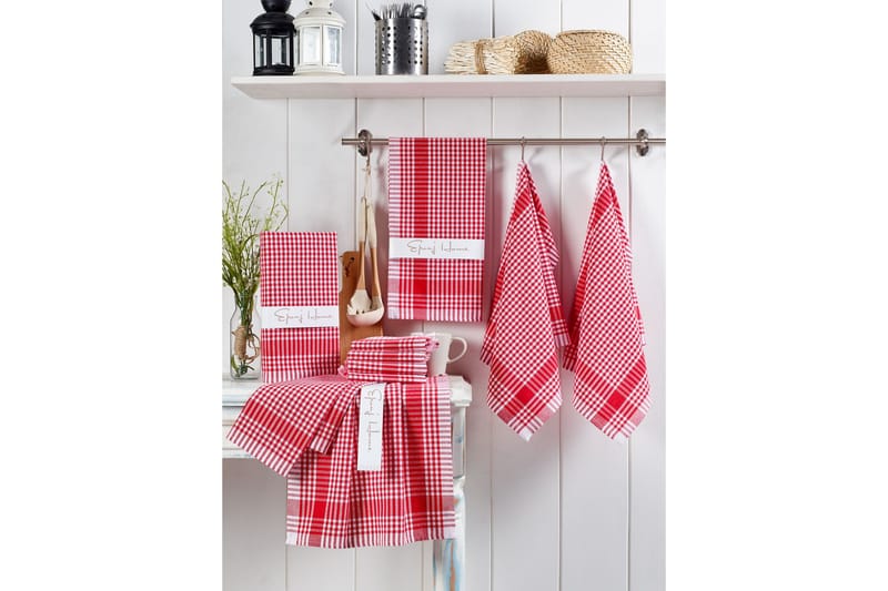 Lympne Tvättlapp 10-pack, Röd/Vit
