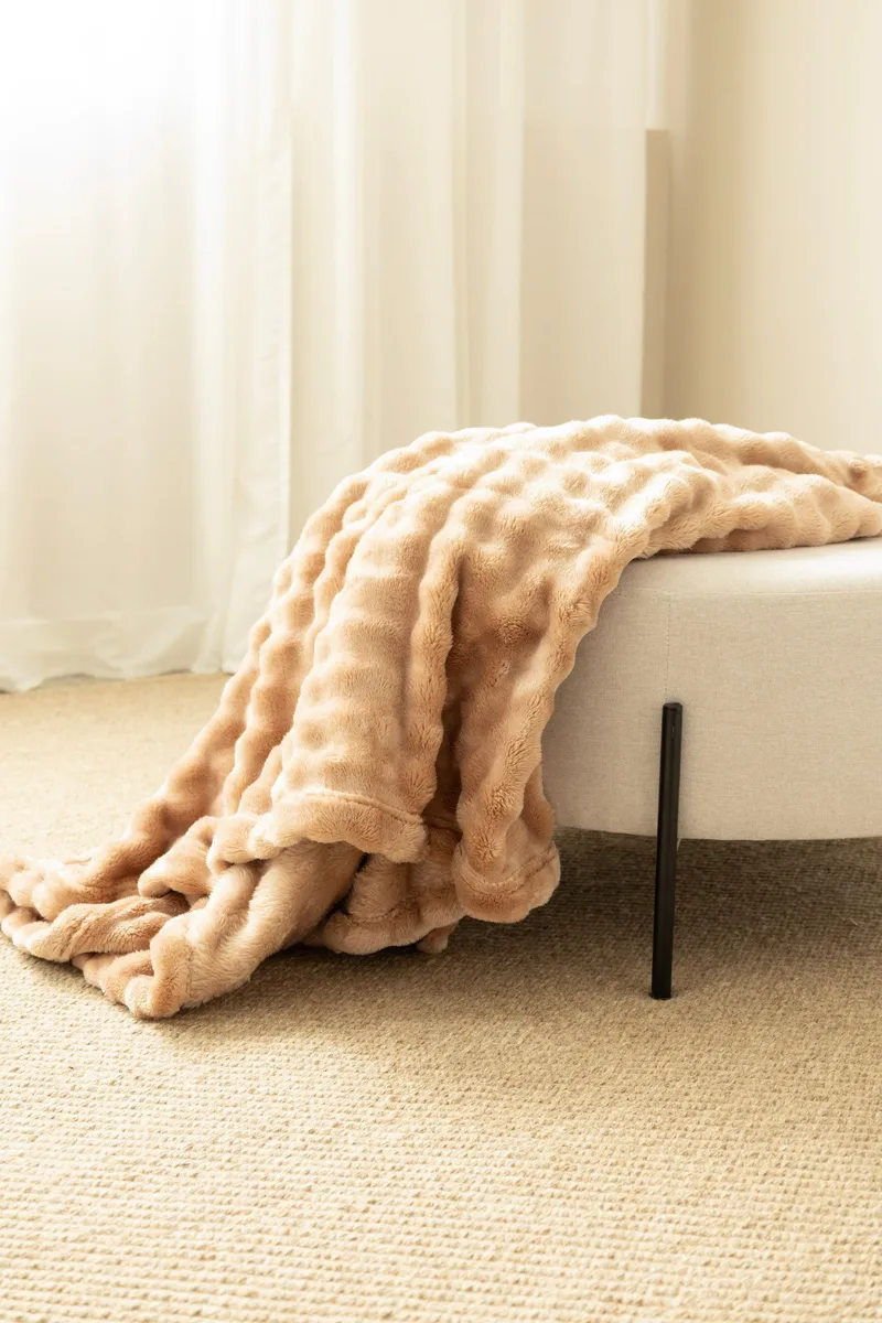 Pläd Pom Pom 150x220 cm, Caramel