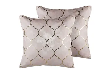 Prydnadskuddar Alyssum set om 2 Rosa/guld, Polyester - Rosa/guld, Polyester - Textil & mattor - Filtar, kuddar & plädar - Utekudde