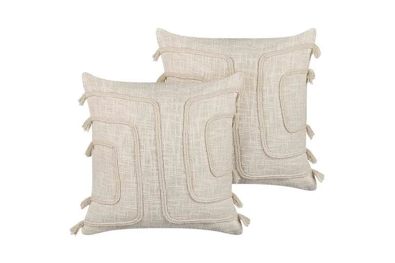 Prydnadskuddar Pleione set om 2 Beige - Beige - Textil & mattor - Filtar, kuddar & plädar - Prydnadskudde & kuddfodral