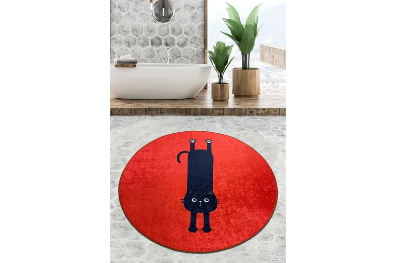Parkesh Badrumsmatta 80 cm Rund - Flerfärgad - Textil & mattor - Mattor - Badrumsmatta