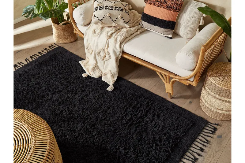 Bitlis Ryamatta 140x200 cm - Svart - Textil & mattor - Mattor - Modern matta - Bomullsmatta