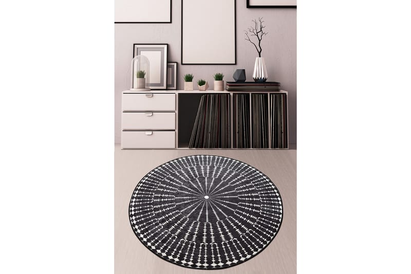 Chilai Matta 120 cm Rund - Svart/Vit - Textil & mattor - Mattor - Modern matta - Friezematta