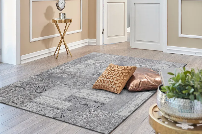 Patchwork Wiltonmatta 160x230 cm Rektangulär - Silver - Textil & mattor - Mattor - Orientaliska mattor - Patchwork matta