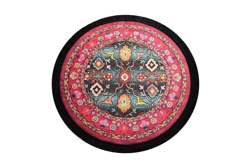 Svetik Matta Rund 100 cm - Flerfärgad/Sammet - Textil & mattor - Mattor - Modern matta - Friezematta