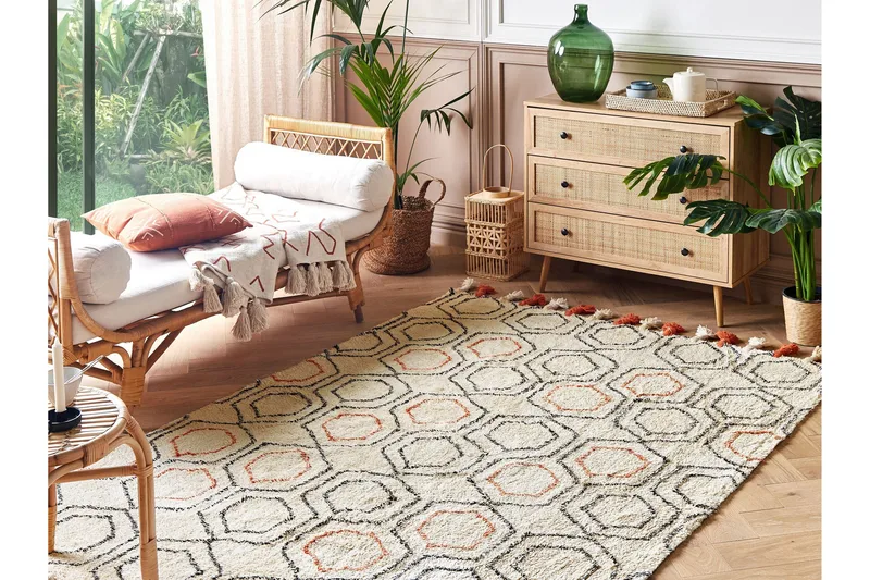 Hajipur Ryamatta 140x200 cm - Beige - Textil & mattor - Mattor - Modern matta - Bomullsmatta