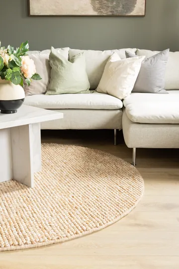 Handvävd Matta Bubble Rund 120 cm - Karamell - Textil & mattor - Mattor - Modern matta - Ullmatta