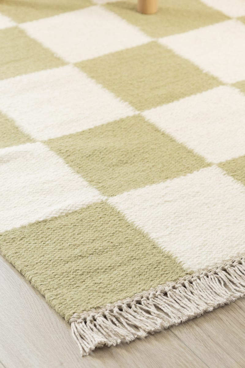 Handvävd Matta Nordic Check 140x200 cm - Grön - Textil & mattor - Mattor - Modern matta - Ullmatta