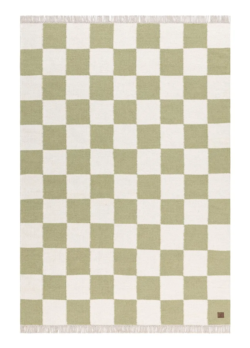 Handvävd Matta Nordic Check 140x200 cm - Grön - Textil & mattor - Mattor - Modern matta - Ullmatta