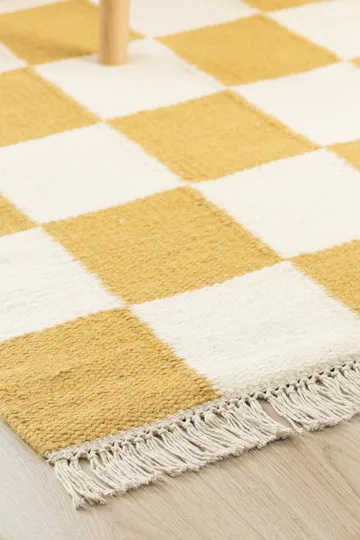 Handvävd Matta Nordic Check 140x200 cm - Lejongul - Textil & mattor - Mattor - Modern matta - Ullmatta