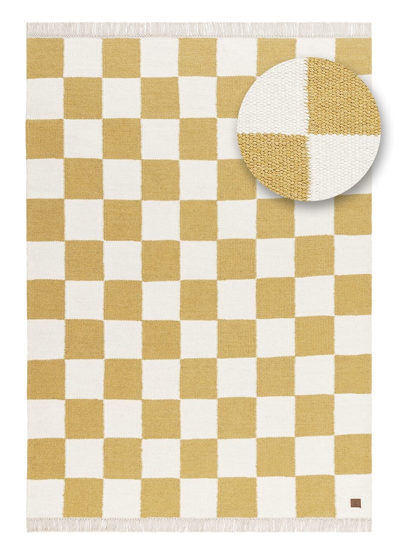 Handvävd Matta Nordic Check 140x200 cm - Lejongul - Textil & mattor - Mattor - Modern matta - Ullmatta