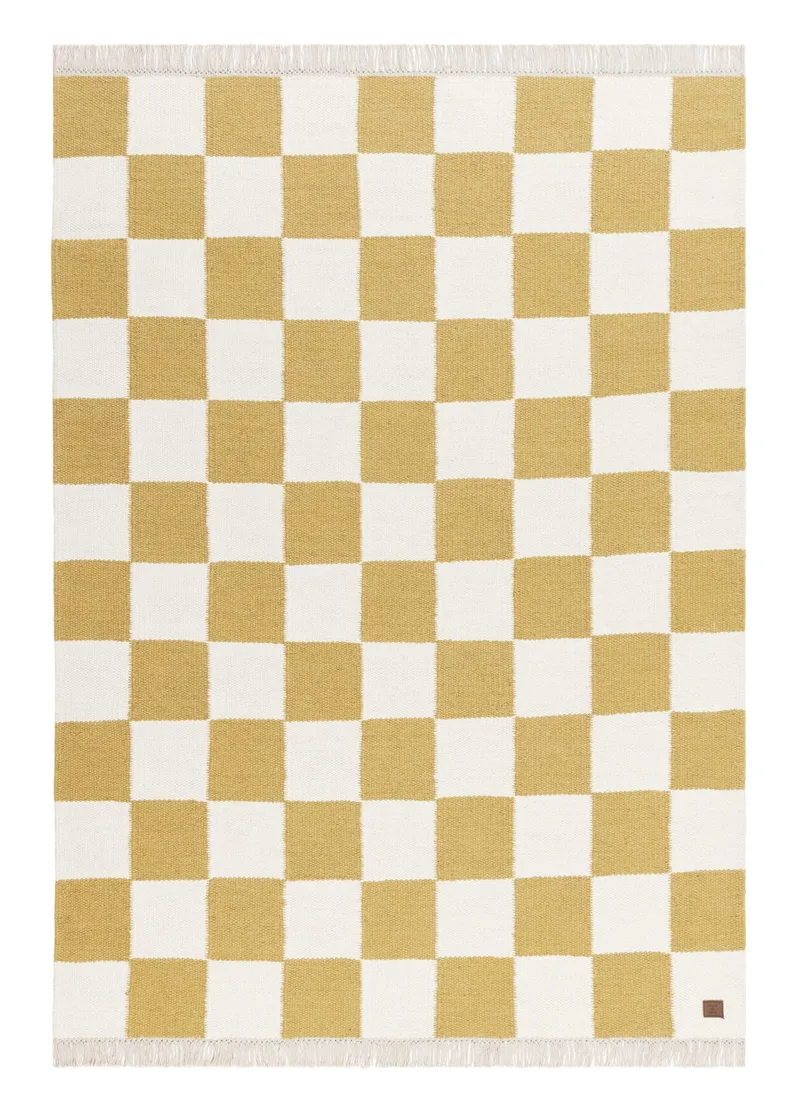 Handvävd Matta Nordic Check 140x200 cm, Lejongul