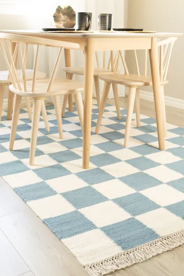 Handvävd Matta Nordic Check 200x300 cm - Duvblå - Textil & mattor - Mattor - Modern matta - Ullmatta