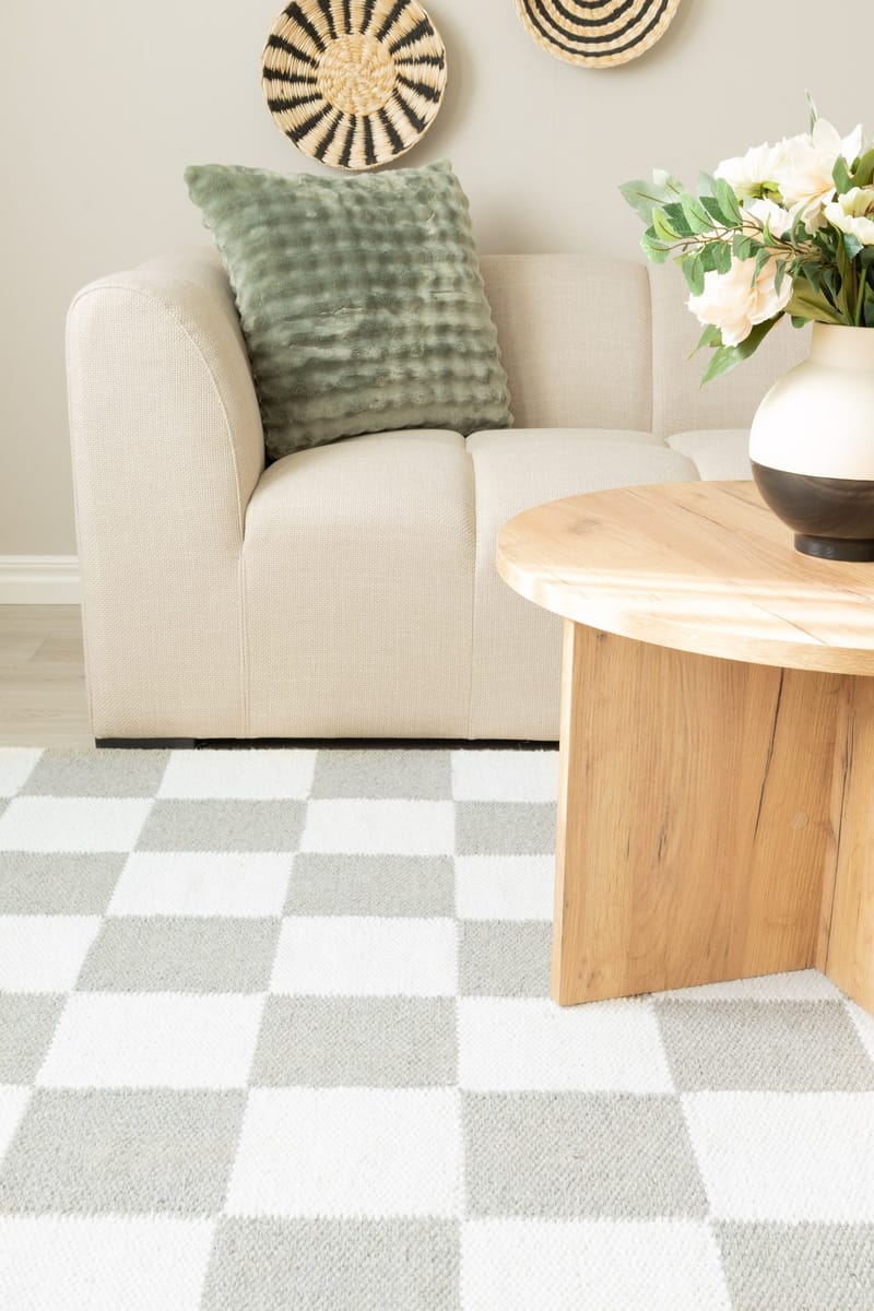 Handvävd Matta Nordic Check 240x340 cm - Grå - Textil & mattor - Mattor - Modern matta - Ullmatta