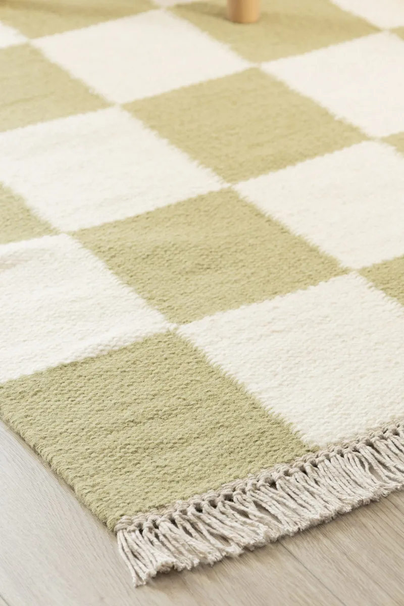 Handvävd Matta Nordic Check 240x340 cm - Grön - Textil & mattor - Mattor - Modern matta - Ullmatta