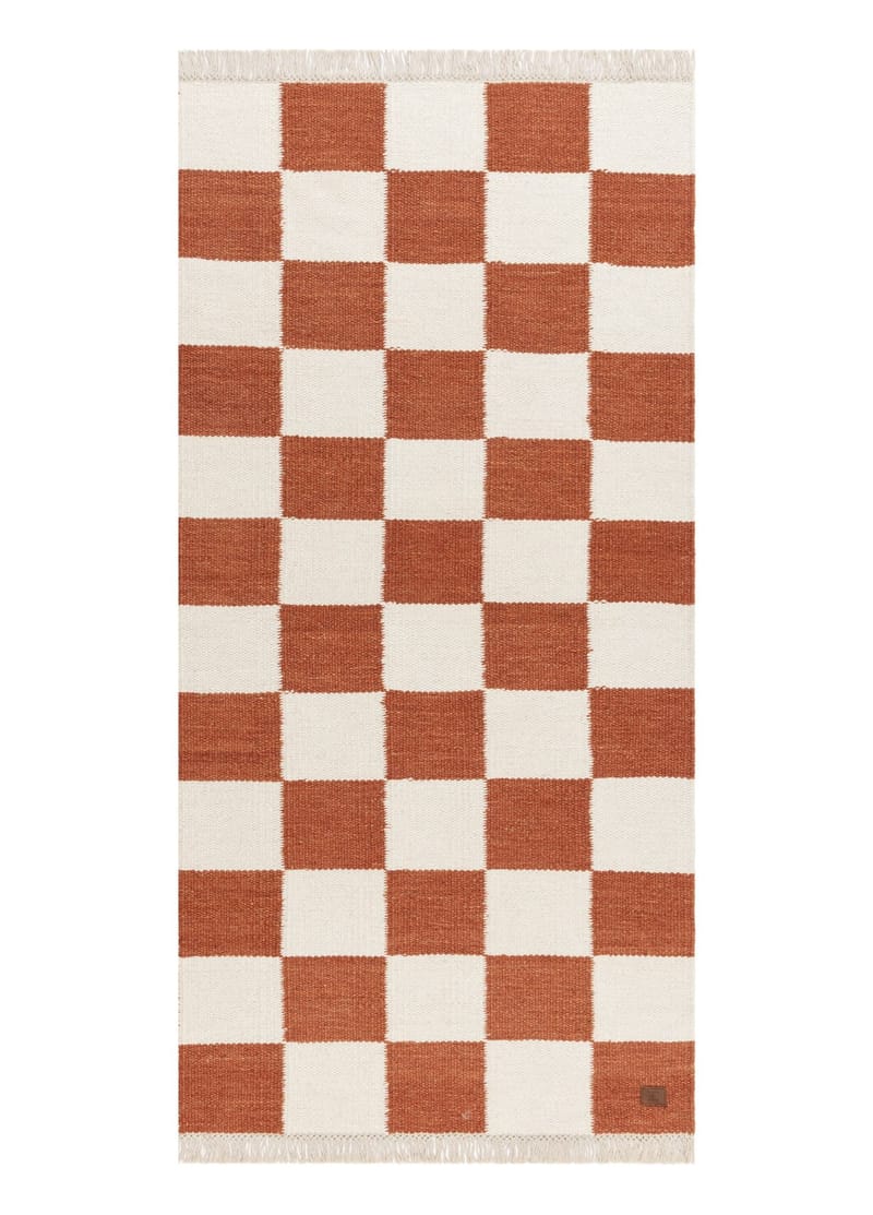 Handvävd Matta Nordic Check 75x200 cm, Terracotta