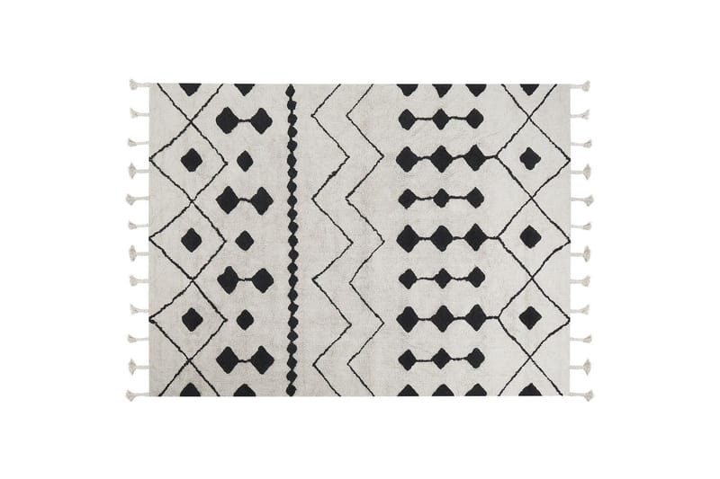 Khemisset Bomullsmatta 160x230 cm, Svart/Vit