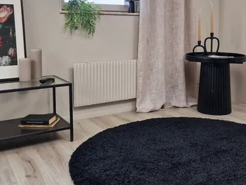 Lounge Ryamatta 200 cm Rund - Svart - Textil & mattor - Mattor - Modern matta - Ryamatta & luggmatta