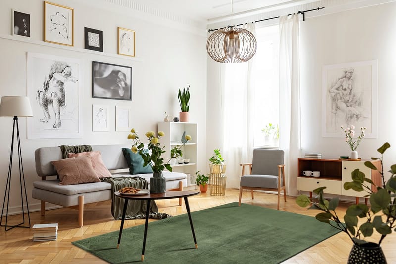 Cozy Ryamatta 110x160 cm Rektangulär - Grön - Textil & mattor - Mattor - Modern matta - Ryamatta & luggmatta