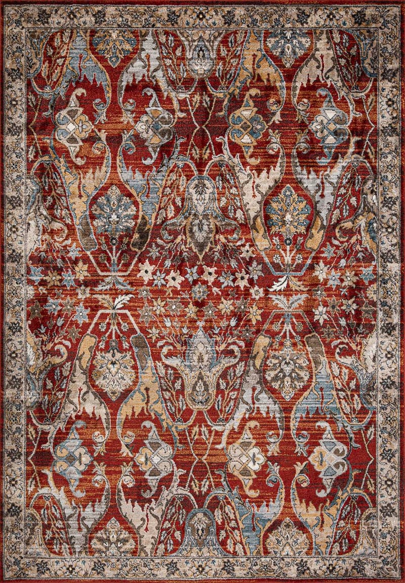 Matta Yelvi 135x190 cm, Röd/Beige