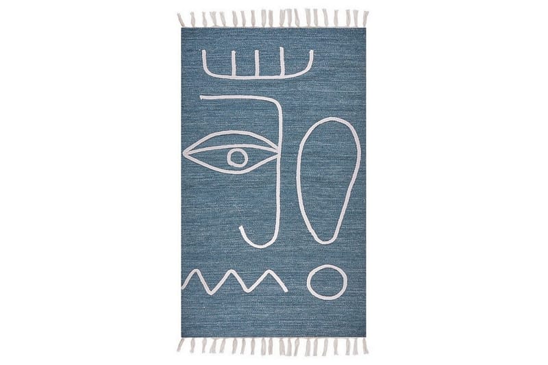 Plattvävd Yavu - Blå, Vit, 80x150 cm - Textil & mattor - Mattor - Utomhusmattor - Balkongmatta & altanmatta