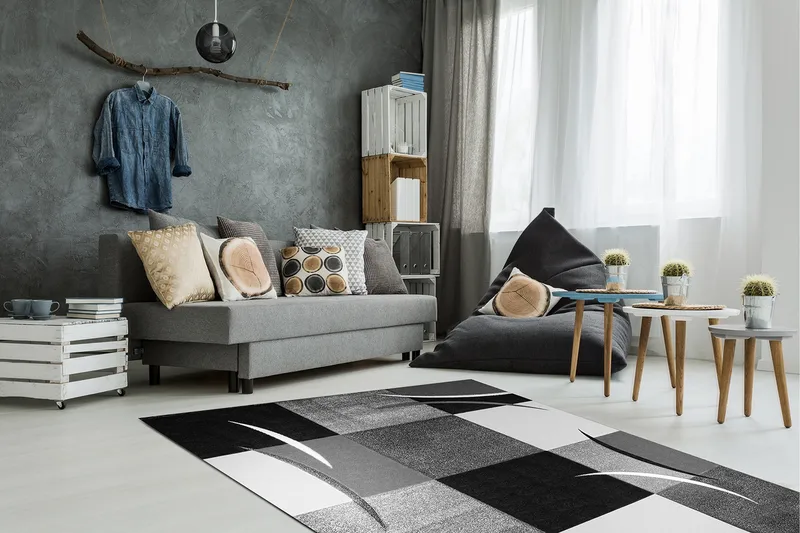 London Patch Friezematta 200x290 - Svart - Textil & mattor - Mattor - Modern matta - Wiltonmattor