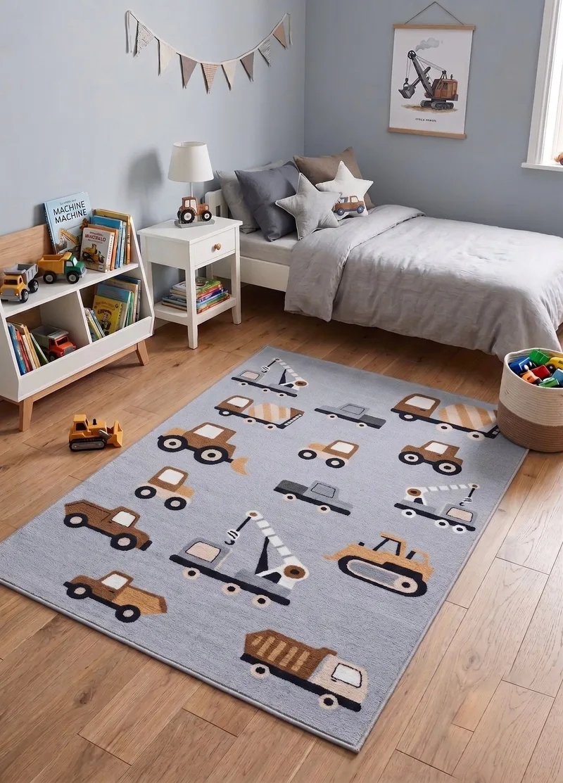 Maskinvävd Matta Play Wheels 120x160 cm - grå - Textil & mattor - Barntextilier - Barnmatta & lekmatta