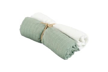 Muslinwrap 2-Pack - Vit/Grön (70 x 70 cm) - Textil & mattor - Barntextilier