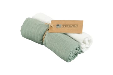 Muslinwrap 2-Pack - Vit/Grön (70 x 70 cm) - Textil & mattor - Barntextilier