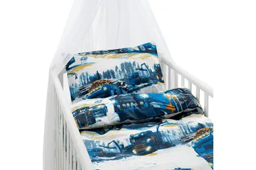 Påslakanset till Spjälsäng 2-Dels Lastbilar Marinblå - Textil & mattor - Barntextilier - Barnsängkläder - Bäddset barn