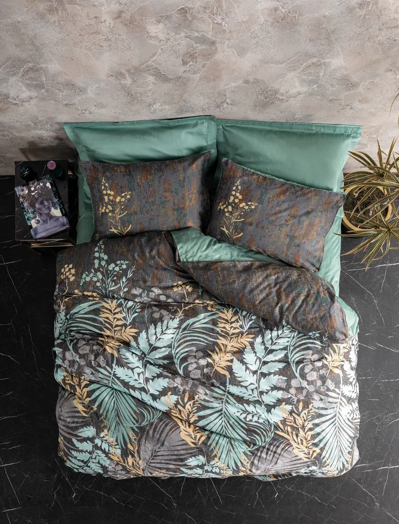 Lyronis Bäddset 140x200 cm - Mint/Antracit/Brun - Textil & mattor - Sängkläder - Bäddset & påslakanset
